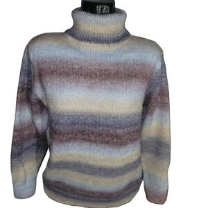 Creations Ombre Striped Wool Blend Turtleneck Sweater Size S